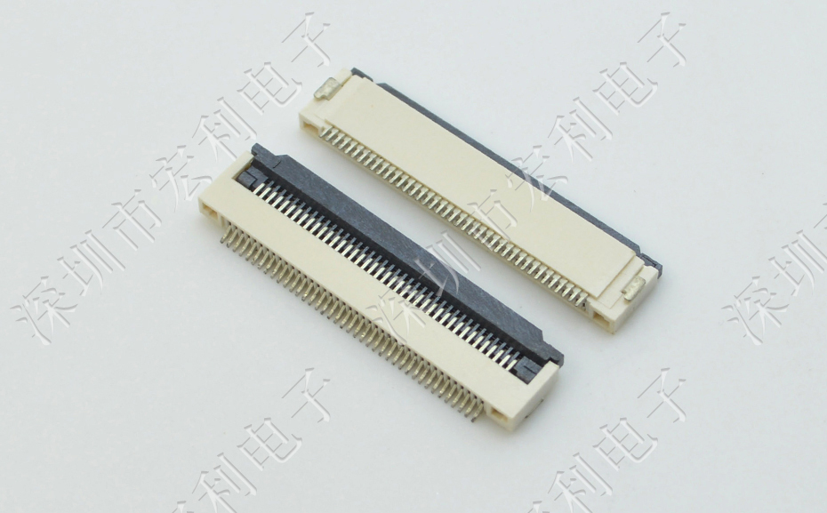 宏利丨FFC/FPC软排线连接器 FPC插座 间距0.5mm-64p H2.0翻盖下接