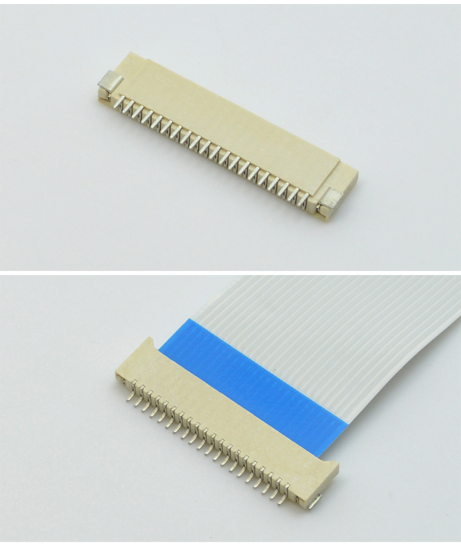1.0MM间距 24p卧式贴片超薄FPC连接器 FFC软排线插座双面接触H2.0