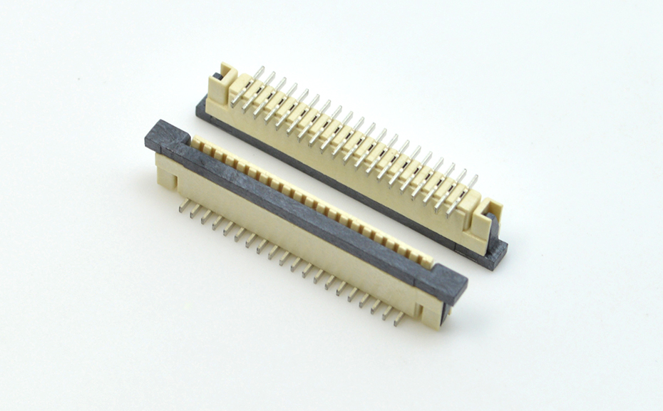 接插件FFC/FPC连接器 1.0MM 8P 一字脚 立贴带锁 扁平电缆连接器,宏利